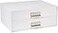 Bigso Box of Sweden Birger 2Drawer Fiberboard Label Frame Document Letter Box Desktop Drawers for Loose Papers Documents More with Metal Label Holder 131 x 10 x 57 White