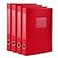HUA JIE A4 Storage File Boxes Plastic Archives Cases with Lid File Folder Organizer Document Filing Box for office Letter Size Paper31424 cm RedPack of 4