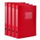 HUA JIE A4 Storage File Boxes Plastic Archives Cases with Lid File Folder Organizer Document Filing Box for office Letter Size Paper31424 cm RedPack of 4