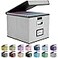 Huolewa Upgraded Portable File Organizer Box with Lid Collapsible Linen Hanging Filing Storage Boxes with Plastic Slides Decorative HomeOffice Filing System Box for File and Folders Storage Gray