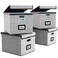 Huolewa Portable File Organizer Boxes Set of 4 Large Linen Hanging Office Document Storage Boxes with Lids Collapsible Filing Storage Boxes for OfficeDecorHome 149 x 127 x 108 inch