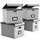 Huolewa Portable File Organizer Boxes Set of 4 Large Linen Hanging Office Document Storage Boxes with Lids Collapsible Filing Storage Boxes for OfficeDecorHome 149 x 127 x 108 inch