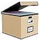 Huolewa File Organizer Box with Lid Collapsible File Folder Organizer for Office Document Storage Filing Box with Plastic Slide for Letter Size Hanging File Folders1 Pack Brown