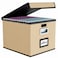Huolewa File Organizer Box with Lid Collapsible File Folder Organizer for Office Document Storage Filing Box with Plastic Slide for Letter Size Hanging File Folders1 Pack Brown