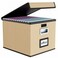Huolewa File Organizer Box with Lid Collapsible File Folder Organizer for Office Document Storage Filing Box with Plastic Slide for Letter Size Hanging File Folders1 Pack Brown
