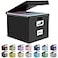 Huolewa File Organizer Box with Lid Collapsible File Folder Organizer for Office Document Storage Filing Box with Plastic Slide for Letter Size Hanging File Folders1 Pack Black