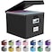 Huolewa File Organizer Box with Lid Collapsible File Folder Organizer for Office Document Storage Filing Box with Plastic Slide for Letter Size Hanging File Folders1 Pack Black