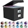 Huolewa File Organizer Box with Lid Collapsible File Folder Organizer for Office Document Storage Filing Box with Plastic Slide for Letter Size Hanging File Folders1 Pack Black