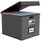 Huolewa File Organizer Box with Lid Collapsible File Folder Organizer for Office Document Storage Filing Box with Plastic Slide for Letter Size Hanging File Folders1 Pack Dark Grey