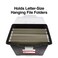 STAPLES File Folder Tote Portable Filing Box for Letter SIze Hanging Folders Security Latch BuiltIn Lid Organizer BlackClear