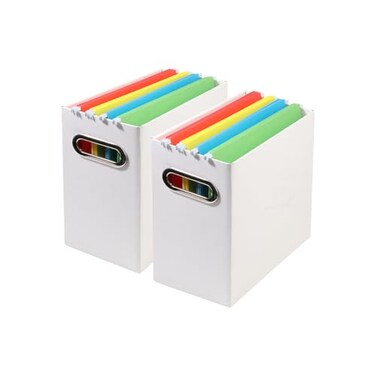 Tcbelosion Collapsible File Organizer Box with Handle1220x511x984Inches Filing Organizer for Home or Office Small Portable File Box2 Packs White