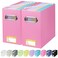 BALEINE File Organizer Box Cardboard File Folder Organizer with Handle for Letter Size Portable Collapsible Hanging Filing Box for Home Office Document Storage 2 Pack Pink