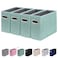 ComfortKeeper 4 Packs Letter Size File Organizer File Folders Organizer Fabric Storage Box Collapsible Paper Organizer with Metal Handle Smooth PVC Rails Only Box Green