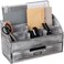 VERGOODR Rustic Wooden Office Desk Organizer 5 Compartment with 2 Drawer Counter Home Tabletop Desktop Jewelry Mail Rack Storage Box for Pens Notebooks Folders Pencils Grey white