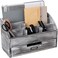 VERGOODR Rustic Wooden Office Desk Organizer 5 Compartment with 2 Drawer Counter Home Tabletop Desktop Jewelry Mail Rack Storage Box for Pens Notebooks Folders Pencils Grey white