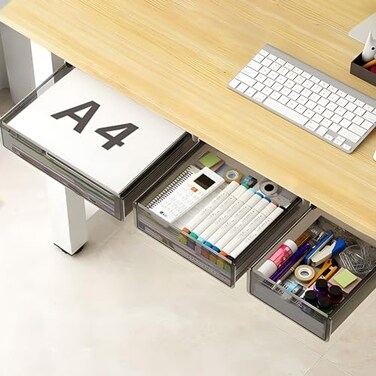 SVNNELP Under Desk Table Drawer Storage Organizer3 Pack Large Medium Small Slide Out Desk Drawers Hidden Desktop OrganizerAttachable Pencil Storage Tray Under TableSML