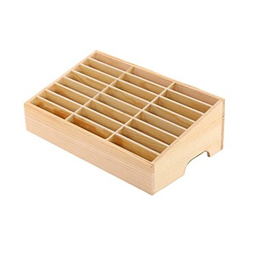 XICHENGSHIDAI 24Grid Classroom Cell Phone Holder Wooden Mobile Phone Storage Box Desk Organizer for Teachers School and Office