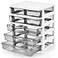 DEAYOU 5 Drawer Desktop Storage Bin Unit Small Plastic Organizer White Frame with Clear Drawer Mini Container Case for Desk Storing Craft Accessory Stationery