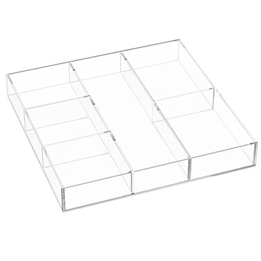 HIIMIEI Acrylic Drawer Organizer 6 Section Clear Makeup Tray Organizer for Drawer Office Bedroom118x118 inch