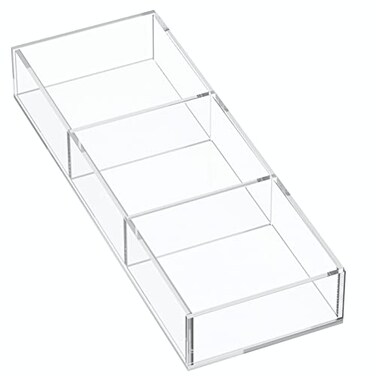 HIIMIEI 3 Section Clear Acrylic Drawer Organizer Tray Office Makeup Drawer Organizer 118x43 inch