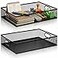 Elsjoy 2 Pack Desk Drawer Organizer Tray Metal Mesh Desktop Storage Tray Office File Organizer with Handle Portable Large Storage Basket for Office Supplies Craft Magazine Paper