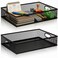 Elsjoy 2 Pack Desk Drawer Organizer Tray Metal Mesh Desktop Storage Tray Office File Organizer with Handle Portable Large Storage Basket for Office Supplies Craft Magazine Paper