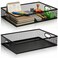 Elsjoy 2 Pack Desk Drawer Organizer Tray Metal Mesh Desktop Storage Tray Office File Organizer with Handle Portable Large Storage Basket for Office Supplies Craft Magazine Paper