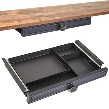 GOME Under Desk Slide out Pencil Drawer with Space Divider Design for Storing Pencil and Office Accessories Underdesk Pull out Tray Organizer Mounted for Sit Stand Workstation