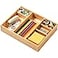 Umilife Bamboo Desk Drawer Organizer Wood Junk Organizer Tray with Adjustable Dividers AntiSkip Storage Organization in Office Bathroom Drawer for Vanity Makeup 12 x 9