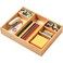 Umilife Bamboo Desk Drawer Organizer Wood Junk Organizer Tray with Adjustable Dividers AntiSkip Storage Organization in Office Bathroom Drawer for Vanity Makeup 12 x 9