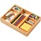 Umilife Bamboo Desk Drawer Organizer Wood Junk Organizer Tray with Adjustable Dividers AntiSkip Storage Organization in Office Bathroom Drawer for Vanity Makeup 12 x 9
