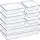 Criusia Drawer Organizer Set Acrylic Non Slip Non Cracking Kitchen Drawer Storage Tray Large Size Divider Multifunctional Storage for Cosmetics Bathroom Tools Kitchen and Office 8 PACK