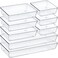 Criusia Drawer Organizer Set Acrylic Non Slip Non Cracking Kitchen Drawer Storage Tray Large Size Divider Multifunctional Storage for Cosmetics Bathroom Tools Kitchen and Office 8 PACK