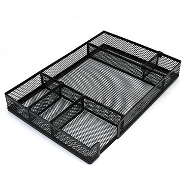 EsOfficce Desk Drawer Organizer Tray with Adjustable Compartments 6 Grid Metal Mesh Drawer Multiuse Desk Organizer Storage Box Set for OfficeHomeSchool Supplies 126X9X19 inch