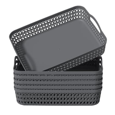 Kekow Plastic Storage Tray Basket with Handle Set of 6 1322 x 1023 x 295 Gray