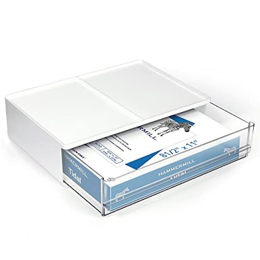 Harhana Printer Paper Holder Desk Organizer with Drawer Stackable Desktop Storage Drawers 135 inch Wide Pearl White 1 PCS