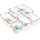 WOWBOX 6 Pack Clear Drawer Organizer Set Acrylic Drawer Storage Trays Storage Bins for Makeup Cosmetics Jewelries Utensils Gadgets Office