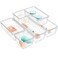 WOWBOX 6 Pack Clear Drawer Organizer Set Acrylic Drawer Storage Trays Storage Bins for Makeup Cosmetics Jewelries Utensils Gadgets Office