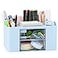 LETURE Desk Organizer with 2 Drawer Plastic Desktop Pen Pencil Card Holder Storage Box for Desk Office Supplies Vanity Table Office School Home Blue