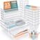 WOWBOX 25 PCS Clear Plastic Drawer Organizer Set 4 Sizes Desk Drawer Divider Organizers and Storage Bins for Makeup Jewelry Gadgets for Kitchen Bedroom Bathroom Office