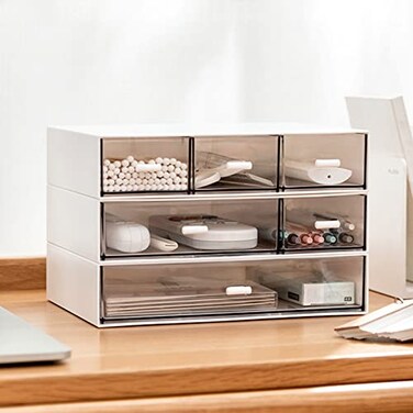 kulusion Desk Organizer3 Tier Stackable Storage Drawers with 6 Compartments White Compact Desk Storage Drawers Great for Makeup Storage Bathroom Organization Accessories Etc White