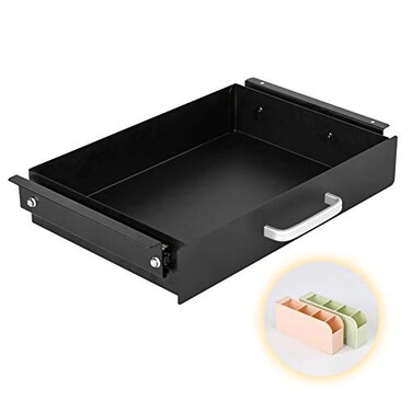 Gome Under Desk PullOut Drawer Storage Organizer Office Mounted Easy SlideOut Pencil Drawer for Saving Space Under FlatTop Desk Storage Ideal for SitStand Workstation