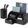 Vlando Office Desk Organizer Leather Desktop Organizer Caddy with Drawer for Storing Desktop Supplies and Accessories Black Set