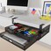 SEYHAKI Under Desk Drawer Organizer No Drilling Under Desk Storage Drawer Organizer Metal Under Desk Slide Out Drawer Suitable for Home and OfficeLarge