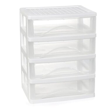 Gonice White Desk 4 Drawer Organizer Plastic Small Drawer Storage Desk Storage for Office and Home