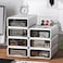 ZZFENGKR Desk Organizer with Drawers Stackable Storage Drawers with Compartments Desktop Organization for Office Supplies Makeup Pencils Tape Erasers Paperclips Chargers 4 Pack White