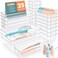 SpaceHacks 25 PCS Plastic Drawer Organizer Set 4Size Versatile Organizer Trays Storage Bins for Makeup Jewelry and Gadgets in Bathroom Bedroom and OfficeClear White
