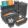 WOWBOX 32 PCS Clear Plastic Drawer Organizer Set 4 Sizes Desk Drawer Organization and Storage Containers for Makeup Cosmetics Jewelry and Gadgets in Kitchen Bathroom Bedroom Office Clear Black