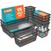 SpaceHacks 15 PCS Clear Plastic Drawer Organizer Set 4Size Acrylic Drawer Storage Trays Storage Bins for Makeup Gadgets and Jewelry in Bathroom Bedroom and Office Clear Black