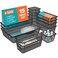 SpaceHacks 15 PCS Clear Plastic Drawer Organizer Set 4Size Acrylic Drawer Storage Trays Storage Bins for Makeup Gadgets and Jewelry in Bathroom Bedroom and Office Clear Black